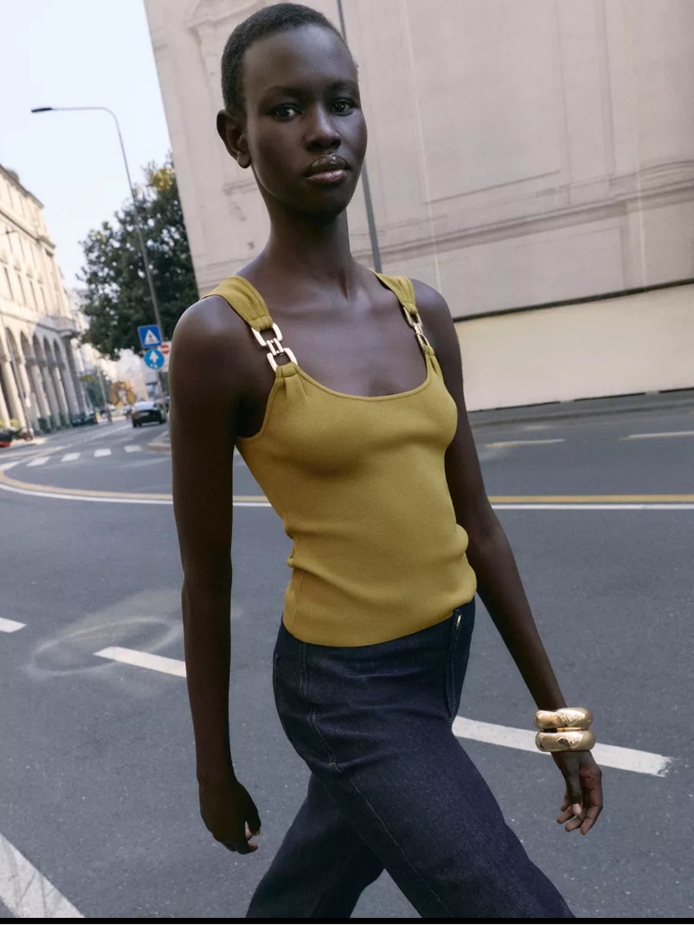 Zara metallic detail knit top